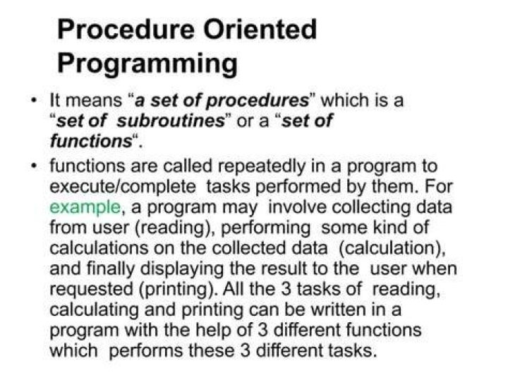 What is procedure oriented programming?